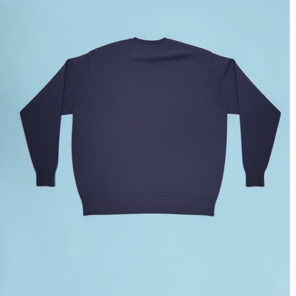 Geoffrey Beene Mens Navy Blue Argyle Cotton Crewneck Sweater Large Long Sleeve - Picture 10 of 10